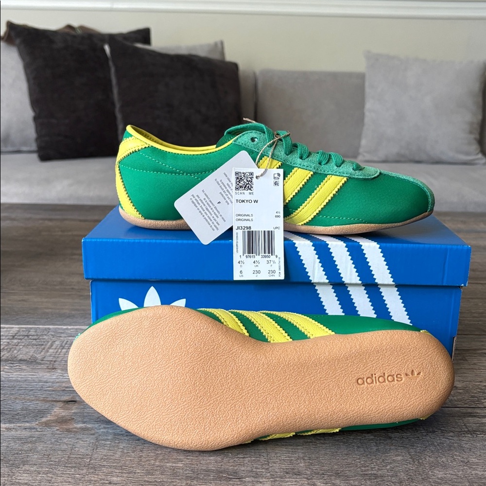 adidas Tokyo Green and Yellow Women's Sneakers - Picture 9 of 10